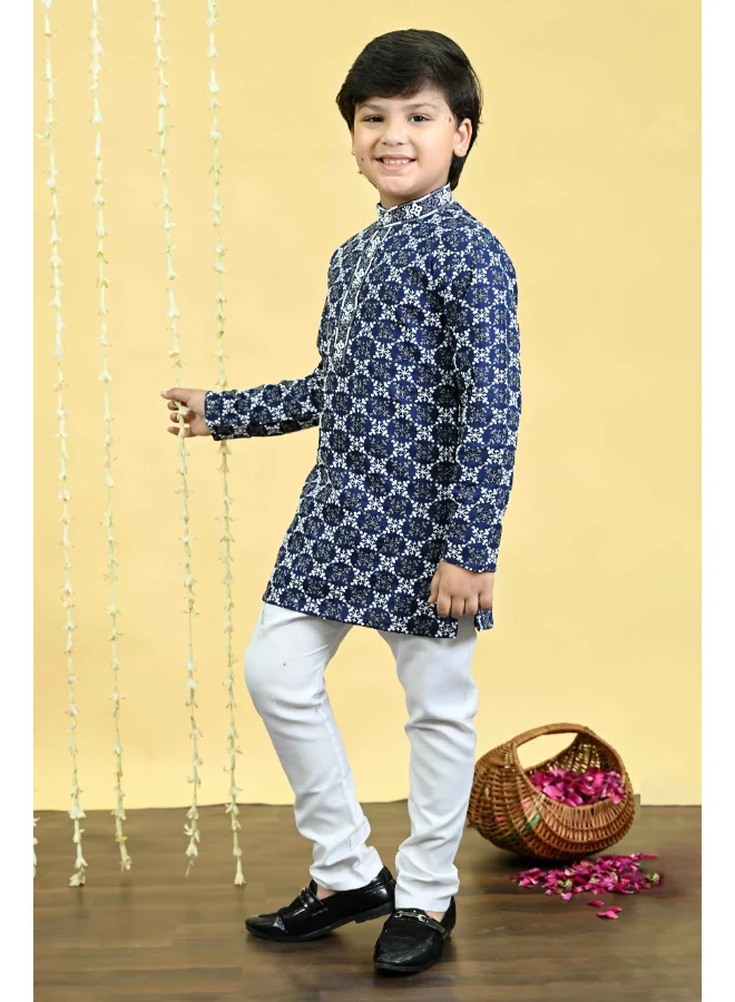 BT DEZINES Navy Blue Kurta Pajama Set for Boys