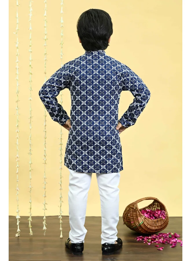 BT DEZINES Navy Blue Kurta Pajama Set for Boys