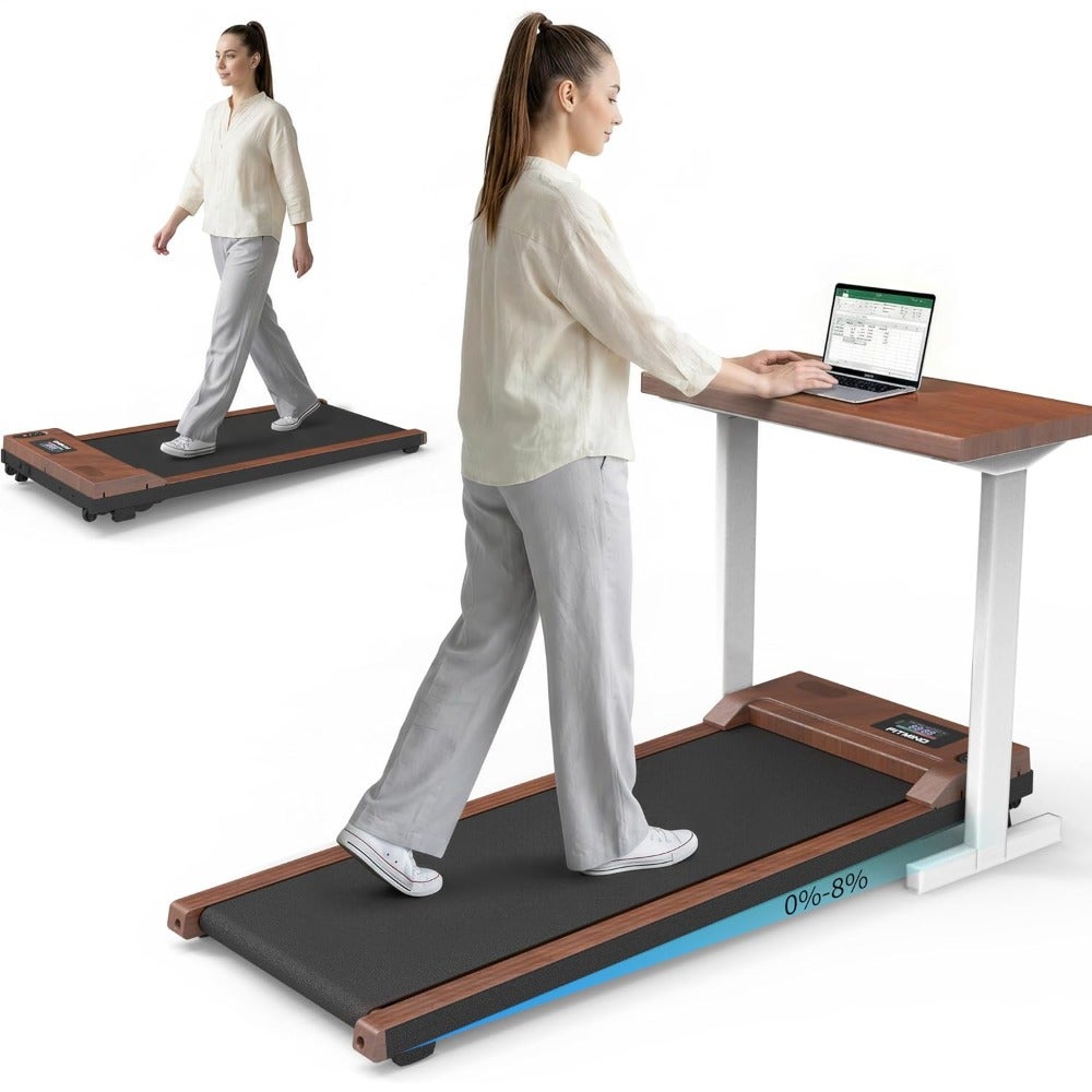 Walking Pad with Incline Under Desk Treadmill with Handle Bar 1-10 km/h Speed 2.5 HP Motor For Home Office Compact Portable Design LED Display Remote Control Small Space Friendly