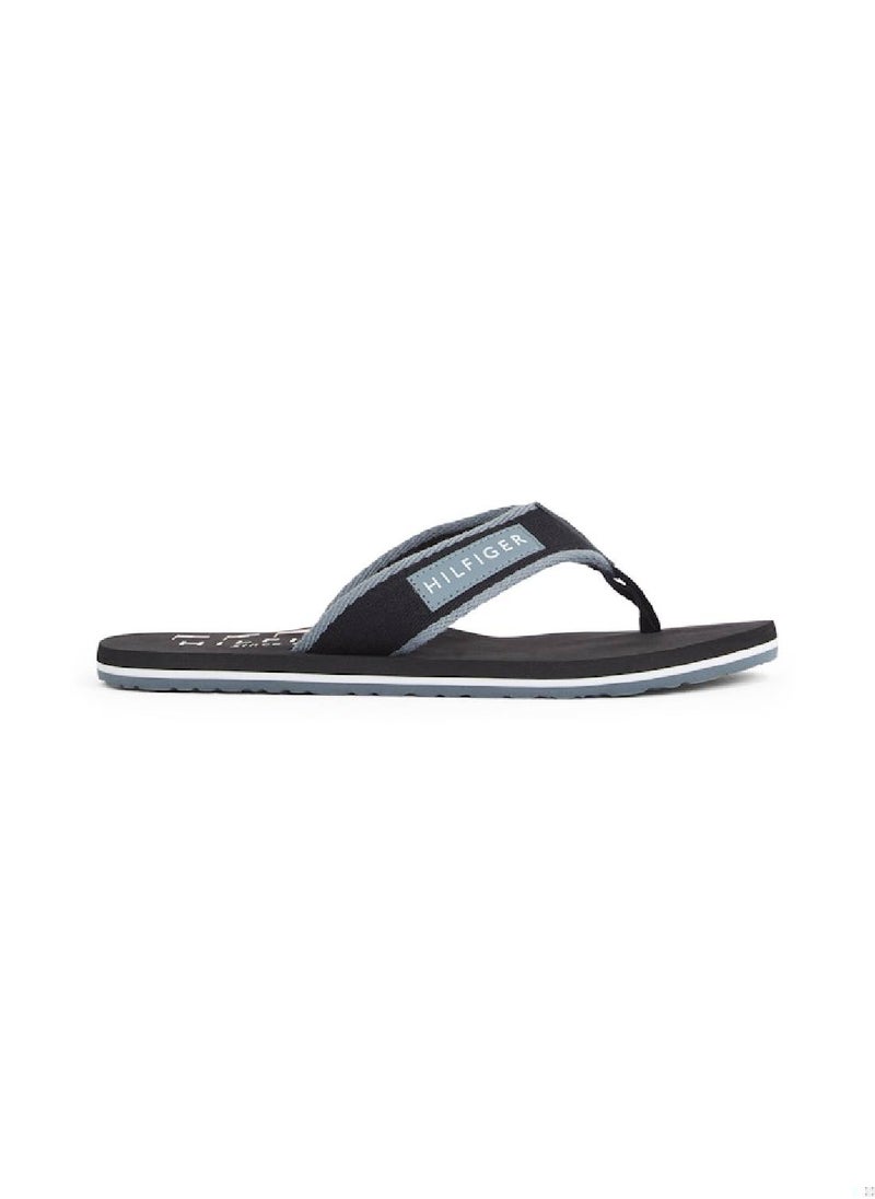 TOMMY HILFIGER Men's Patch Logo Webbing Flip-Flops - Polyester, Black  - Image 1
