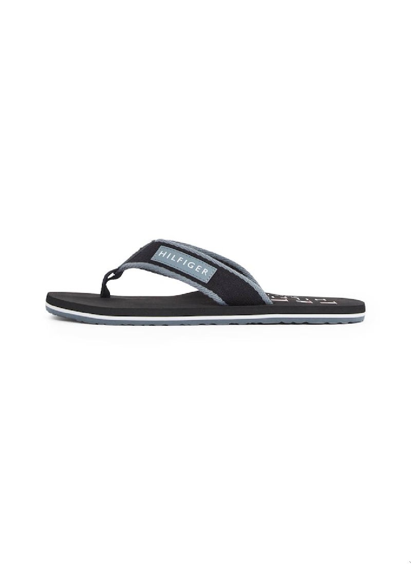 TOMMY HILFIGER Men's Patch Logo Webbing Flip-Flops - Polyester, Black  - Image 5