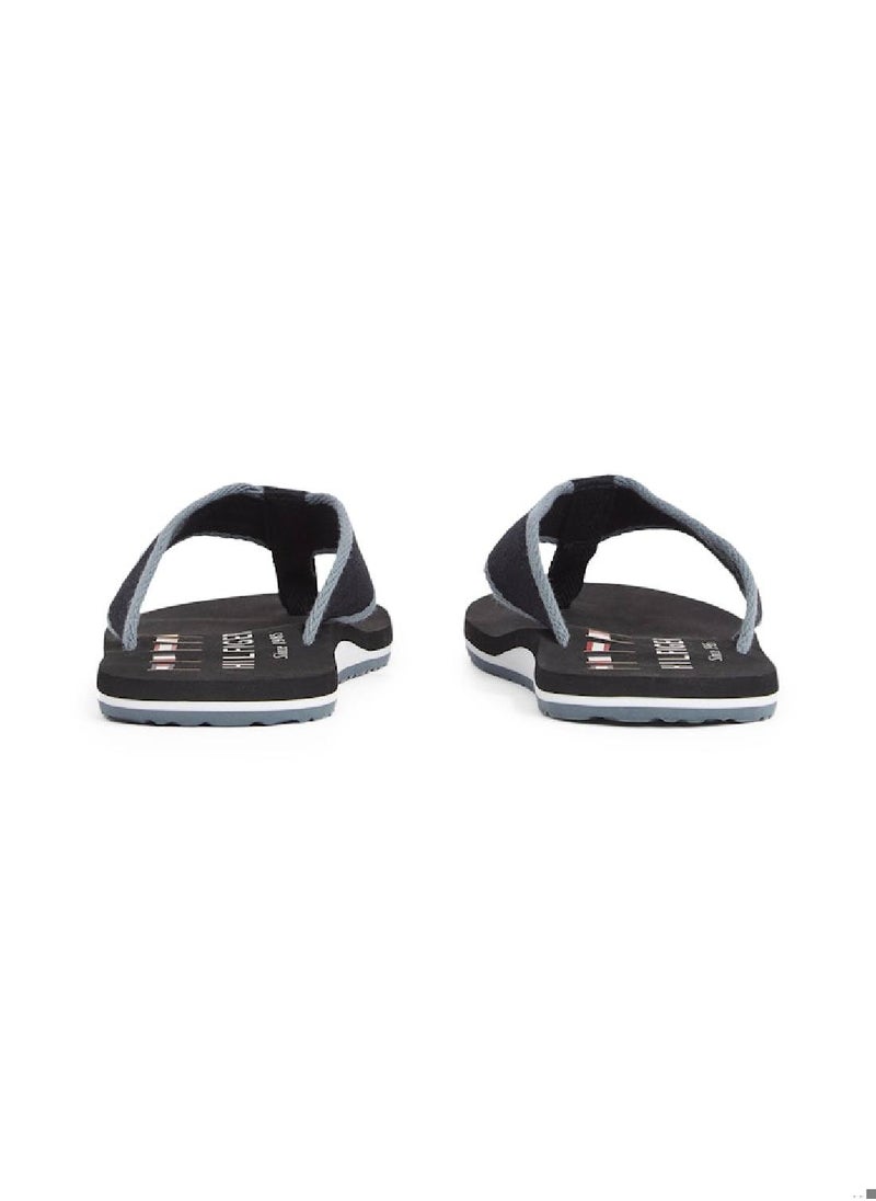 TOMMY HILFIGER Men's Patch Logo Webbing Flip-Flops - Polyester, Black  - Image 3