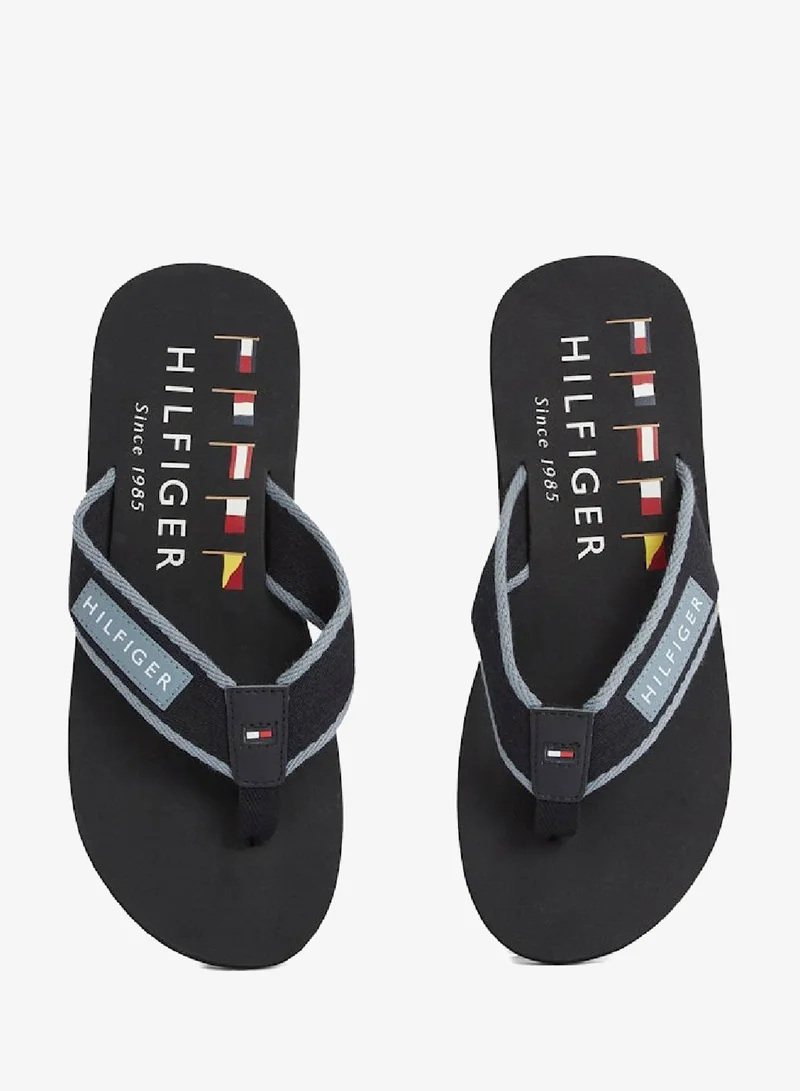 TOMMY HILFIGER Black Patch Beach Sandals for Men | Best Price UAE