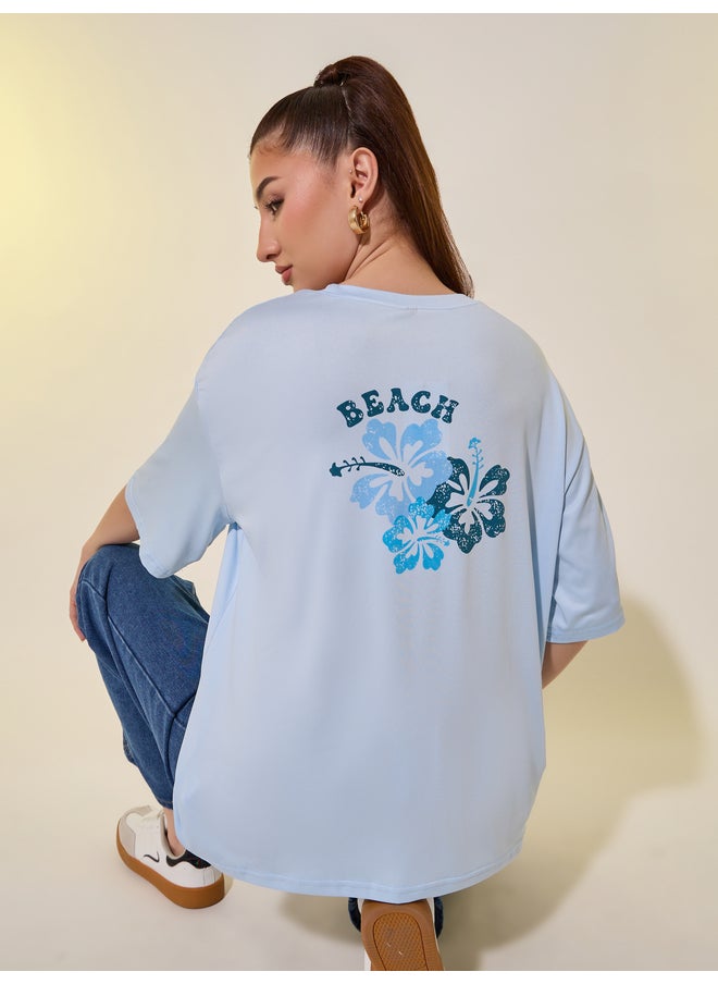 Take Two Take Two Back Graphic Print Round Neck Oversized T-Shirt  - Image 1