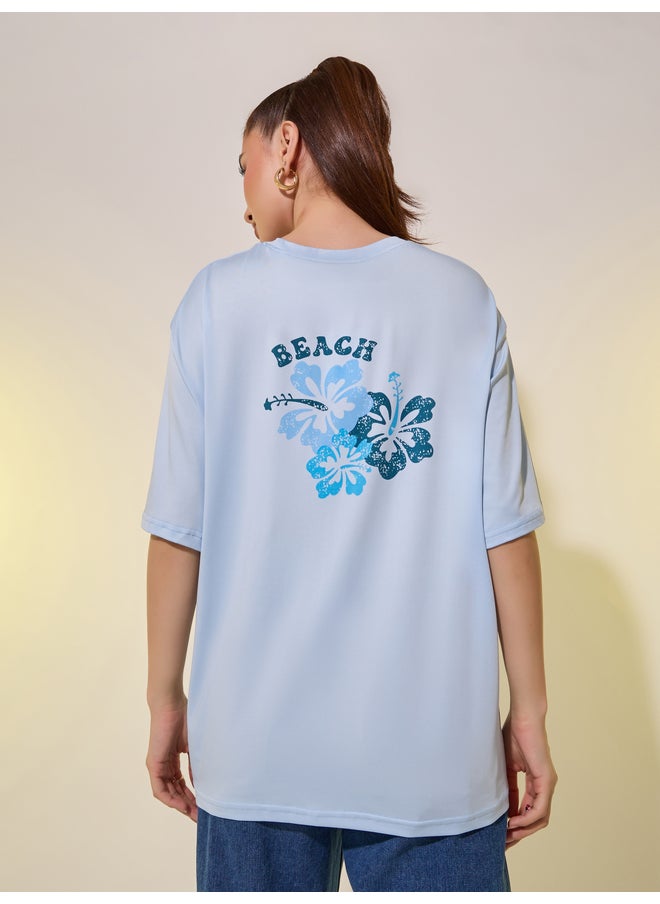 Take Two Take Two Back Graphic Print Round Neck Oversized T-Shirt  - Image 4