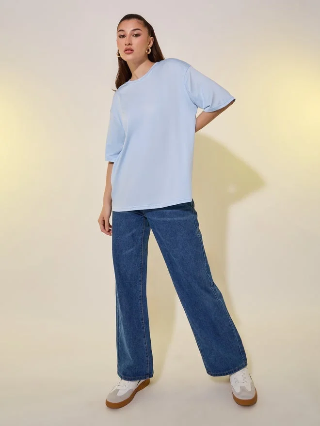 Take Two Back Graphic Print Round Neck Oversized T-Shirt