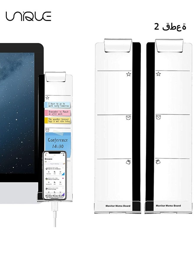 Unique - Monitor Memo Board, 2 Pcs Acrylic Message Memo Boards, Message Memo Holders Notes Boards Computer Screen Sticky Notes Reminder Phone Holder for Office & Home Desktop Organizer (Left & Right) - Image 1