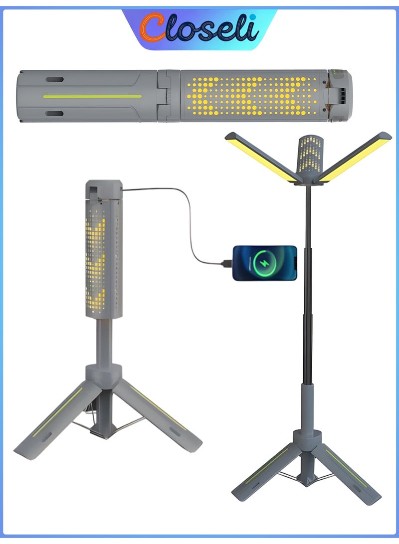 Closeli Rechargeable Camping Light & Lantern, Portable Foldable LED Flashlight, 8000mAh Power Bank Emergency Light, 6 Lighting Modes, Stepless Dimmable Outdoor Light with Adjustable Tripod, IP44 Waterproof, Camping Essentials for Hiking, Fishing, Travel & Outdoor Adventures - Image 1