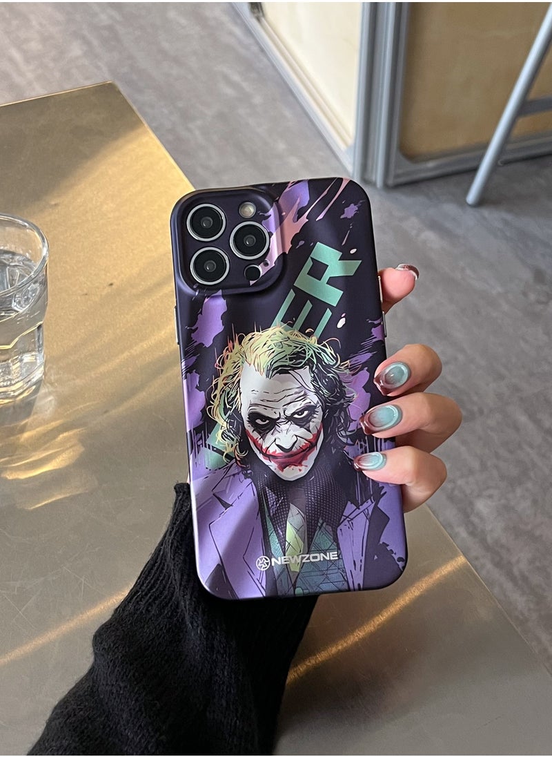 Color Fans - iPhone 15 Pro Max Case with Three-Dimensional Wavy Pattern - Heath Ledger Phone Case in Purple and Green - Image 1