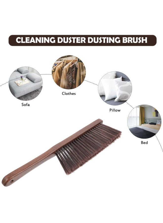فرشاة تنظيف غبار خشبية متعددة الوظائف بشعيرات ناعمة - فرشاة بمقبض وشعيرات ناعمة لإزالة الغبار عن السرير والأريكة والسجاد والبطانيات والمفروشات والأثاث والمراتب وتنظيف السيارات من الداخل - بني - Image 5