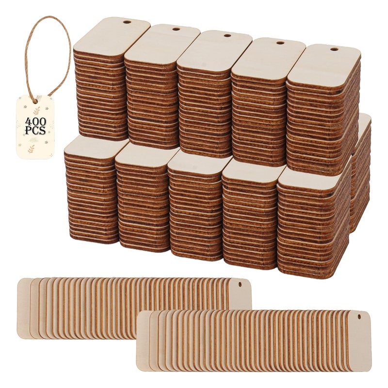 IHDYPPEW 400 Pack Unfinished Wooden Tags Hanging Wood Cutouts Wooden Hanging Tag Rectangle Wood Pieces for Crafts Wedding Planning Home Decoration 2 x 13 x 008 Inch - Image 3