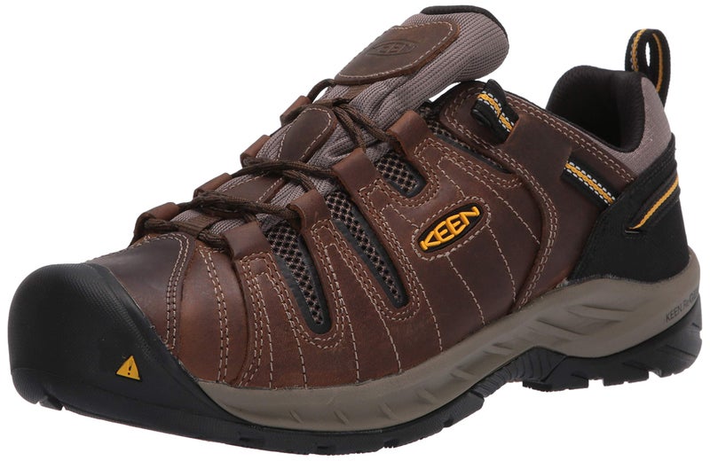 KEEN Utility Flint 2 Low Height Leather Soft Toe Work Shoes mens Cascade BrownGolden Rod 105 - Image 3