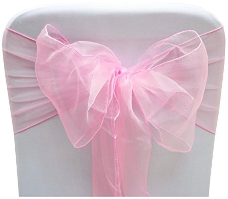 SARVAM FASHION SARVAM FASHION Elegant Organza Chair Sashes Sheer Fabric Sashes for Weddings  Parties  and Special Events - (Pack of 10 Pieces  Baby Pink) - Image 1