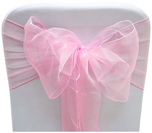 SARVAM FASHION SARVAM FASHION Elegant Organza Chair Sashes Sheer Fabric Sashes for Weddings  Parties  and Special Events - (Pack of 10 Pieces  Baby Pink) - Image 2