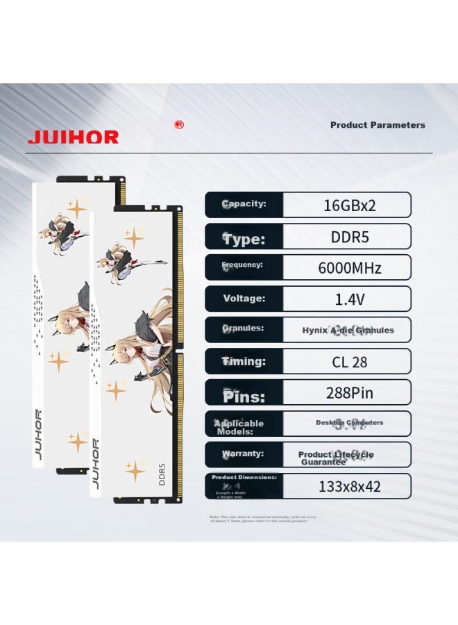 Juhor 32gb Kit, Ddr5 6000, Desktop Memory Module, Compact Without Lights, Hynix A-die Chips, Cl28, Ai-enhanced - Image 1