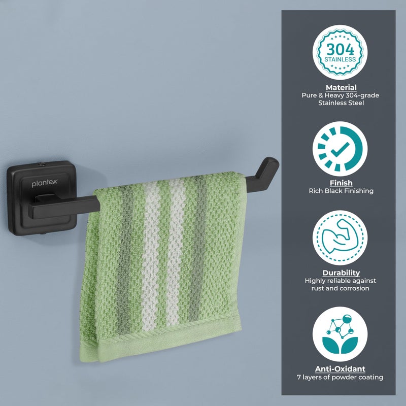 Plantex Black Towel Hanger for washbasin/Napkin Holder for Kitchen/Hand Towel Hanger/Bathroom Accessories -304 Grade Stainless Steel, Decan (Black) - Image 4