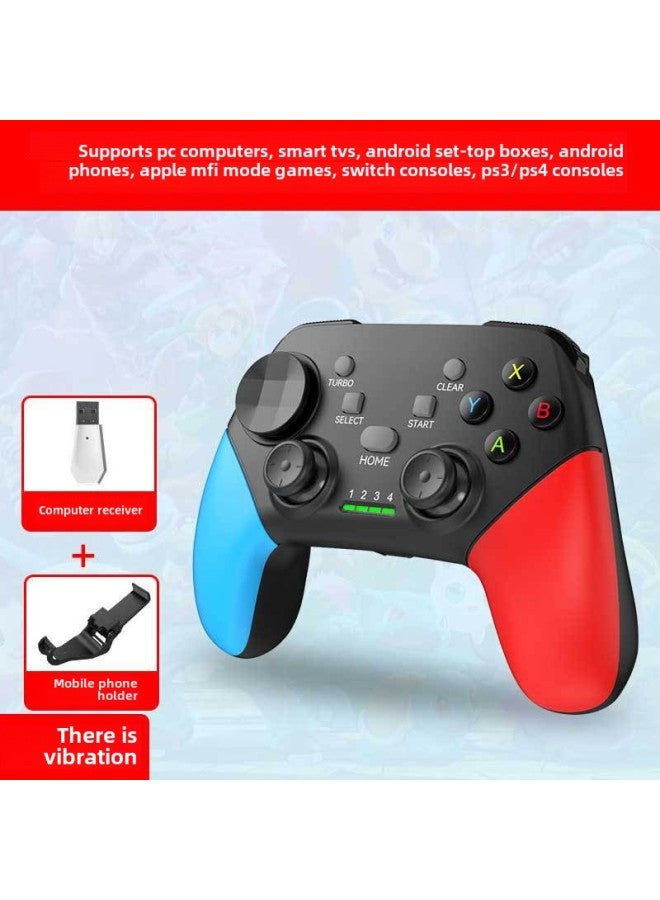 Bluetooth Wireless 2.4g Game Handle PC Computer Version Android IOS Mobile Phone Switch TV Ps4 Steam-Product Color:Black Red Blue Vibration + Receiver + Bracket  - Image 1