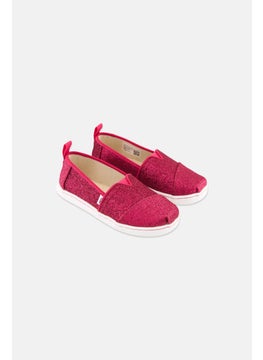 TOMS Kids Girl Alpargata Glittered Slip On Shoes, Pink  - Image 1