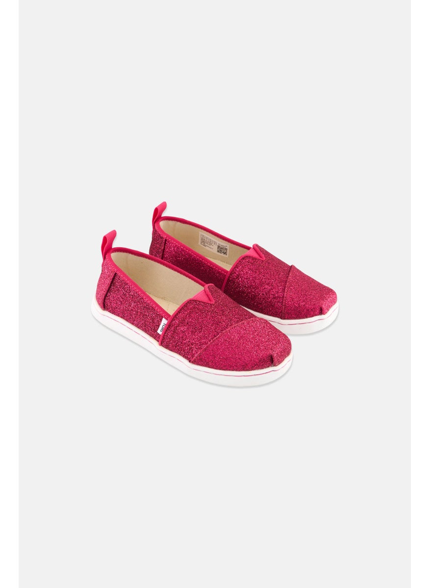 TOMS Kids Girl Alpargata Glittered Slip On Shoes, Pink  - Image 1