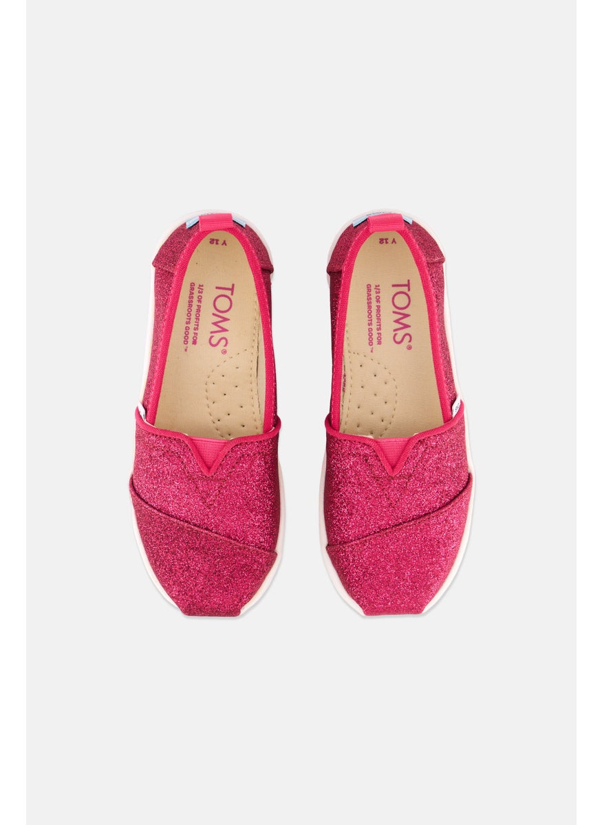 TOMS Kids Girl Alpargata Glittered Slip On Shoes, Pink  - Image 3