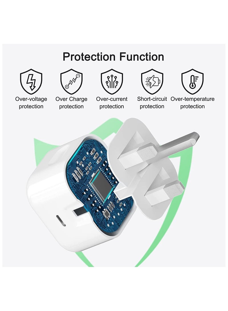 MMG iPhone 20W Fast Charger | USB C Wall Fast Charger with 1m USB C to Lightning Cable Compatible with iPhone 14/14 Pro/14 Pro Max/13/12/SE2020/11/XR/XS Max/X/iPad - Image 4