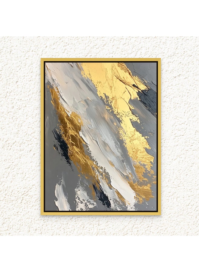 Art Decor Framed Canvas Wall Art of Gold Abstract Artwork Modern Abstract Art with Gold Accents Print 2-Way Wall Decor for Office Living Room Bedroom Gifting