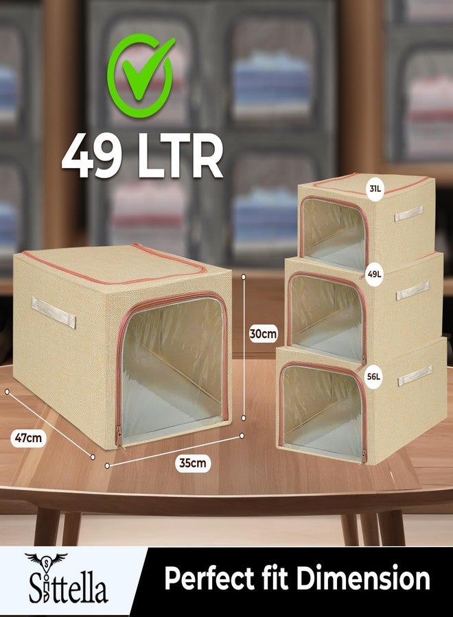 SITTELLA® 2-Pack 49L Double-Sided Zipper Wardrobe Organizer, Foldable Storage Box for Clothes, Toys, Books, Blankets (Beige) - Image 2