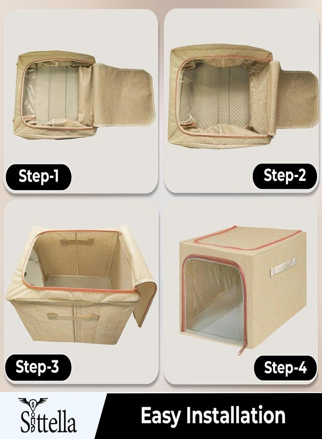 SITTELLA® 2-Pack 49L Double-Sided Zipper Wardrobe Organizer, Foldable Storage Box for Clothes, Toys, Books, Blankets (Beige) - Image 5