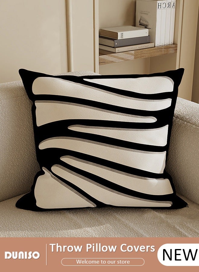 DUNISO أغطية وسائد بوهو 18x18 بوصة مزخرفة حديثة فن خط تجريدي للوسائد لأريكة غرفة النوم غرفة المعيشة جمالية خريفية غطاء وسادة مربع - Image 1