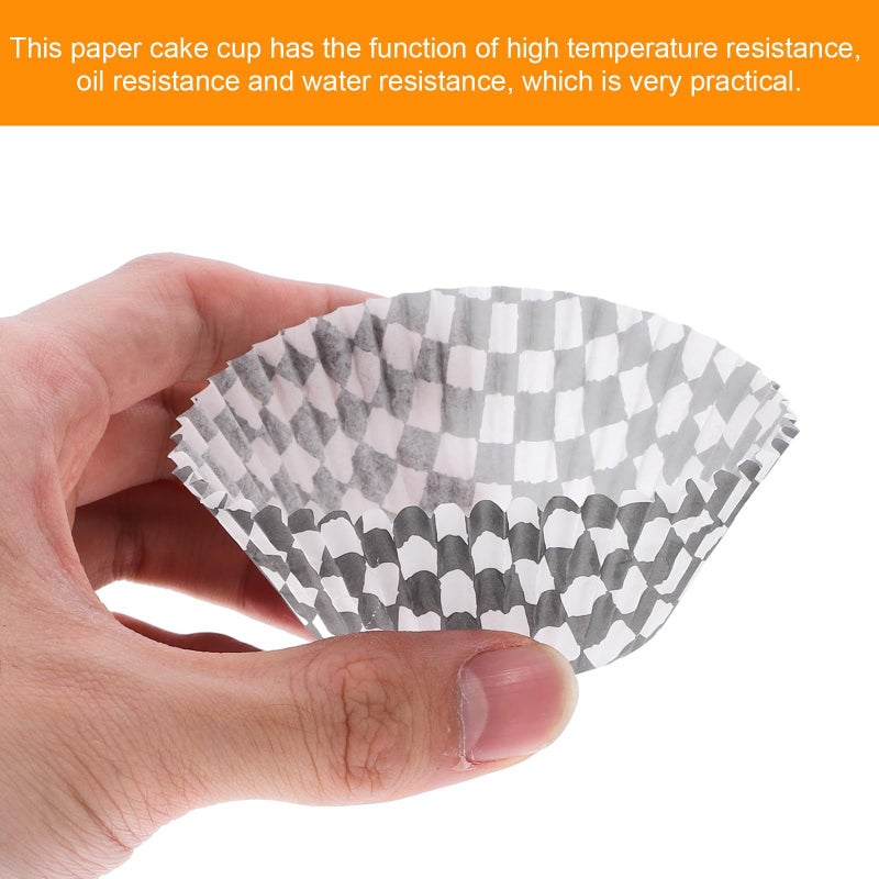 Black White Checkered Cupcake Liners Oil Resistant Paper Baking Cups 100 Pack - Image 5