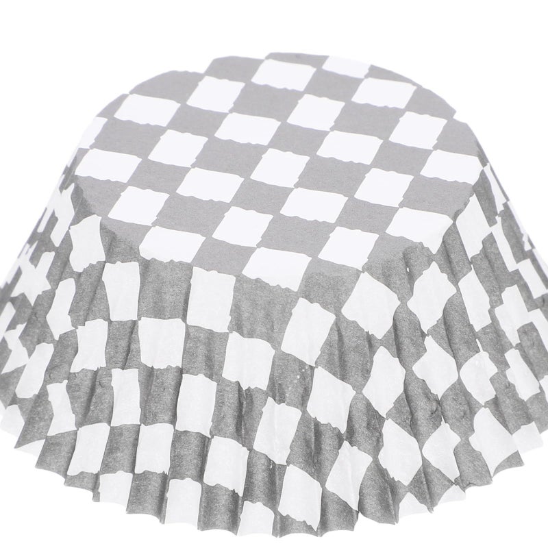 Black White Checkered Cupcake Liners Oil Resistant Paper Baking Cups 100 Pack - Image 4
