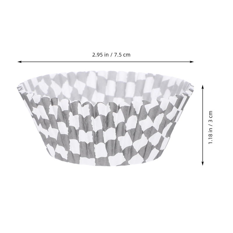 Black White Checkered Cupcake Liners Oil Resistant Paper Baking Cups 100 Pack - Image 3