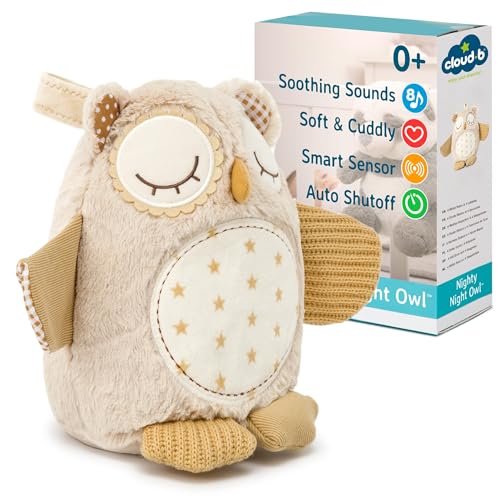 Cloud b Sound Machine with White Noise Soothing Sounds | Cuddly Stuffed Animal | Adjustable Settings and Auto-Shutoff | Nighty Night Owl™ Smart Sensor - Image 1