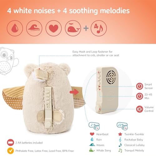 Cloud b Sound Machine with White Noise Soothing Sounds | Cuddly Stuffed Animal | Adjustable Settings and Auto-Shutoff | Nighty Night Owl™ Smart Sensor - Image 5