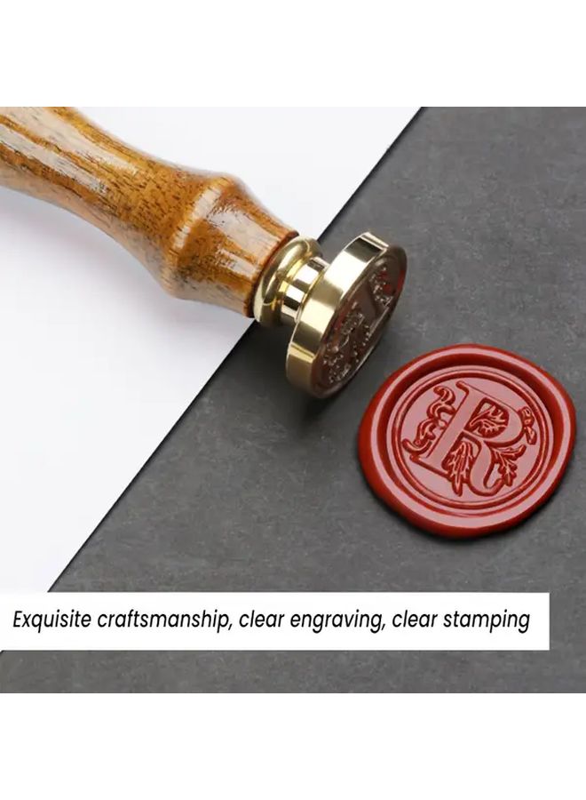 H Style Wax Seal Stamp Set Brass Head Wooden Handle A Z Design DIY Crafts Vintage Envelopes - Image 4