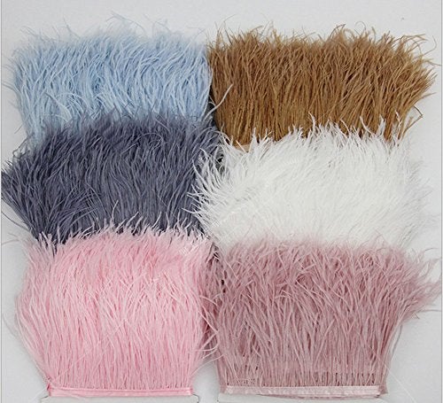 KOLIGHT Pack of 2 Yards Natural Dyed Ostrich Feathers Trim Fringe 4~5inch for DIY Dress Sewing Crafts Costumes Decoration (White) - Image 4