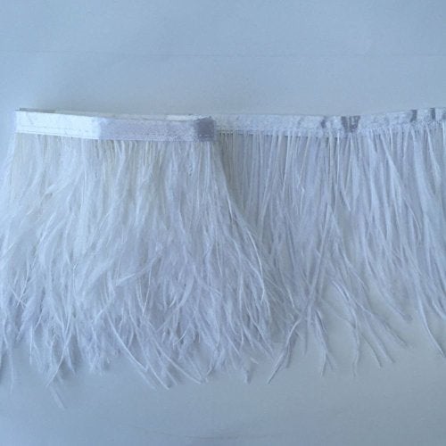 KOLIGHT Pack of 2 Yards Natural Dyed Ostrich Feathers Trim Fringe 4~5inch for DIY Dress Sewing Crafts Costumes Decoration (White) - Image 3
