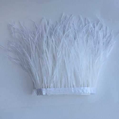 KOLIGHT Pack of 2 Yards Natural Dyed Ostrich Feathers Trim Fringe 4~5inch for DIY Dress Sewing Crafts Costumes Decoration (White) - Image 2