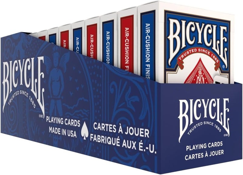 Bicycle Playing Cards, Poker Size Standard Index Decks, Pack of 2 (Red & Blue) – Air Cushion Finish, Durable Card Stock for Poker, Blackjack, Family Games & Card Tricks - Image 1