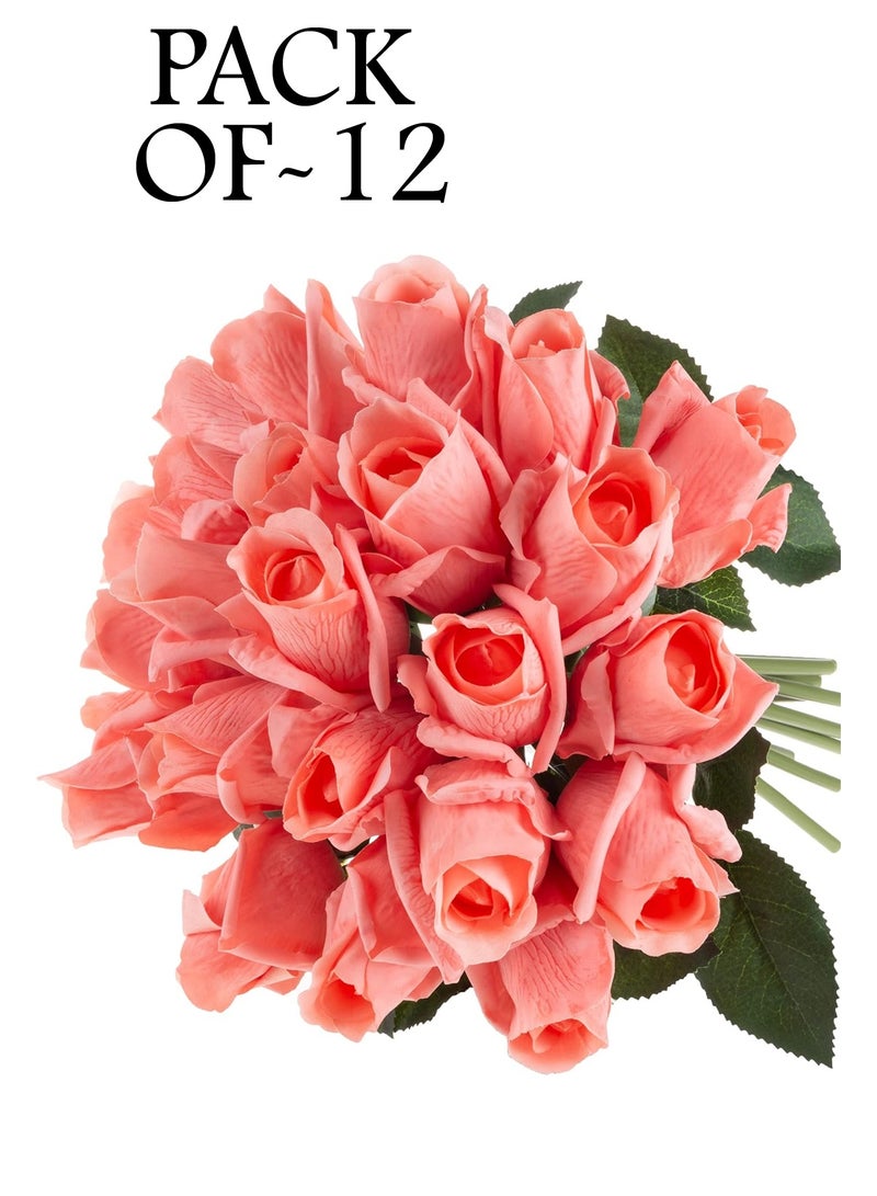 LOWHAT 12 Pcs Pink Artificial Tulip Silk Flowers 45 CM Bulk Home Kitchen Wedding Decorations - Image 1