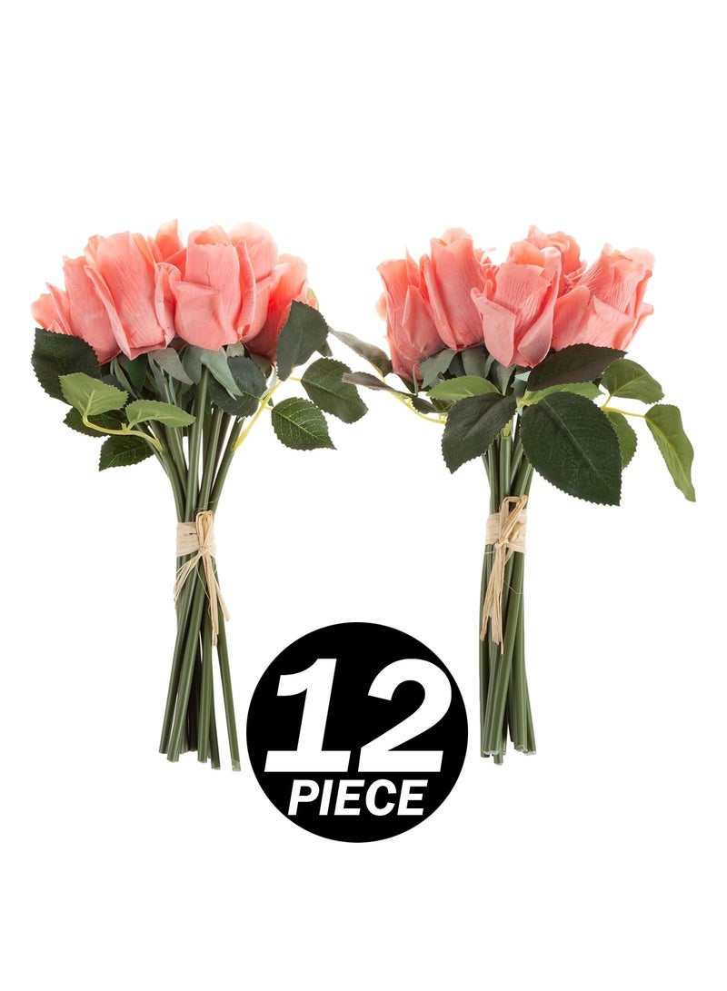 LOWHAT 12 Pcs Pink Artificial Tulip Silk Flowers 45 CM Bulk Home Kitchen Wedding Decorations - Image 5