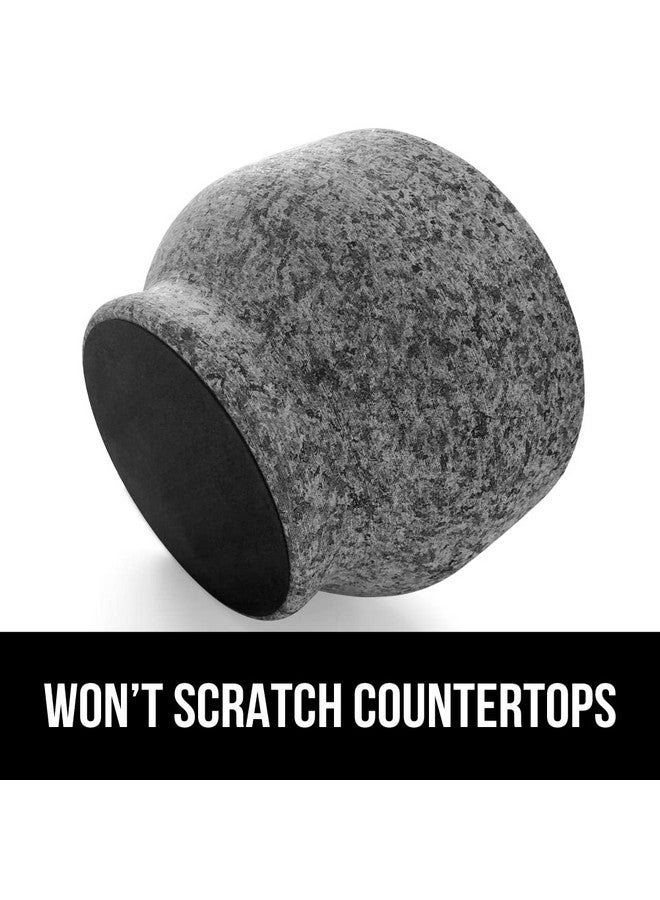 Gorilla Grip GORILLA GRIP Heavy Duty XL Mortar and Pestle Set with Slip Resistant Base, 4 Cup, 100% Granite Stone Molcajete Guacamole Bowl, Grind Seeds, Spices, Crush Garlic, Kitchen Muddler for Fresh Herbs, Gray  - Image 5