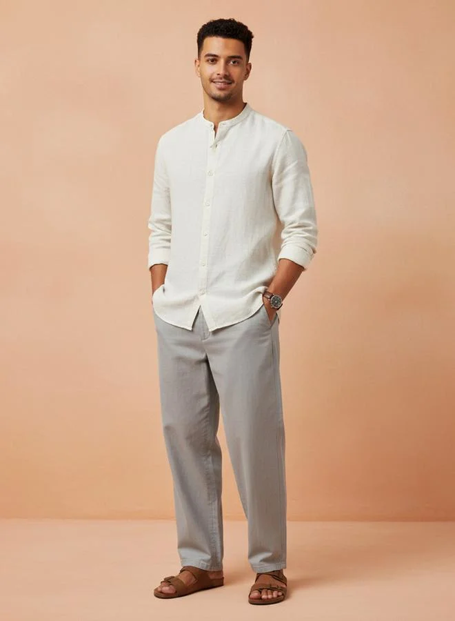 ترولوم قميص قطن سادة بقصة عادية للرجال