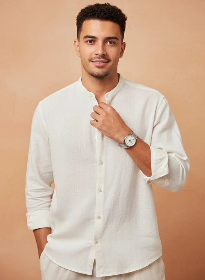 ترولوم قميص قطن سادة بقصة عادية للرجال