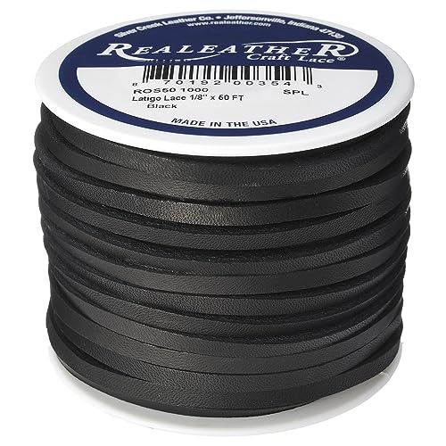 Realeather رباط جلد لاتيجو من شركة سيلفر كريك، 1/8" × 50'، أسود - Image 4