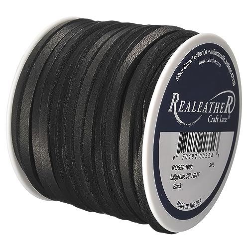 Realeather رباط جلد لاتيجو من شركة سيلفر كريك، 1/8" × 50'، أسود - Image 2