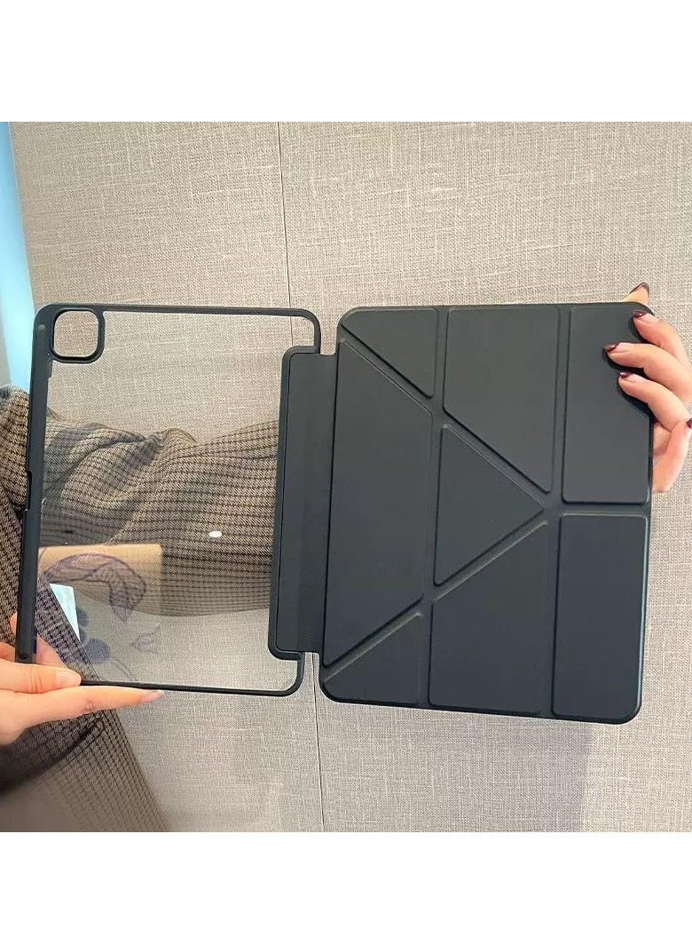 Case for iPad Pro 11 Inch Case M4 5th Generation 2024 with Pencil Holder, 5-in-1 Multiple Viewing Angles, Soft Clear Back Cover, Auto Wake/Sleep, (Black) - Image 3