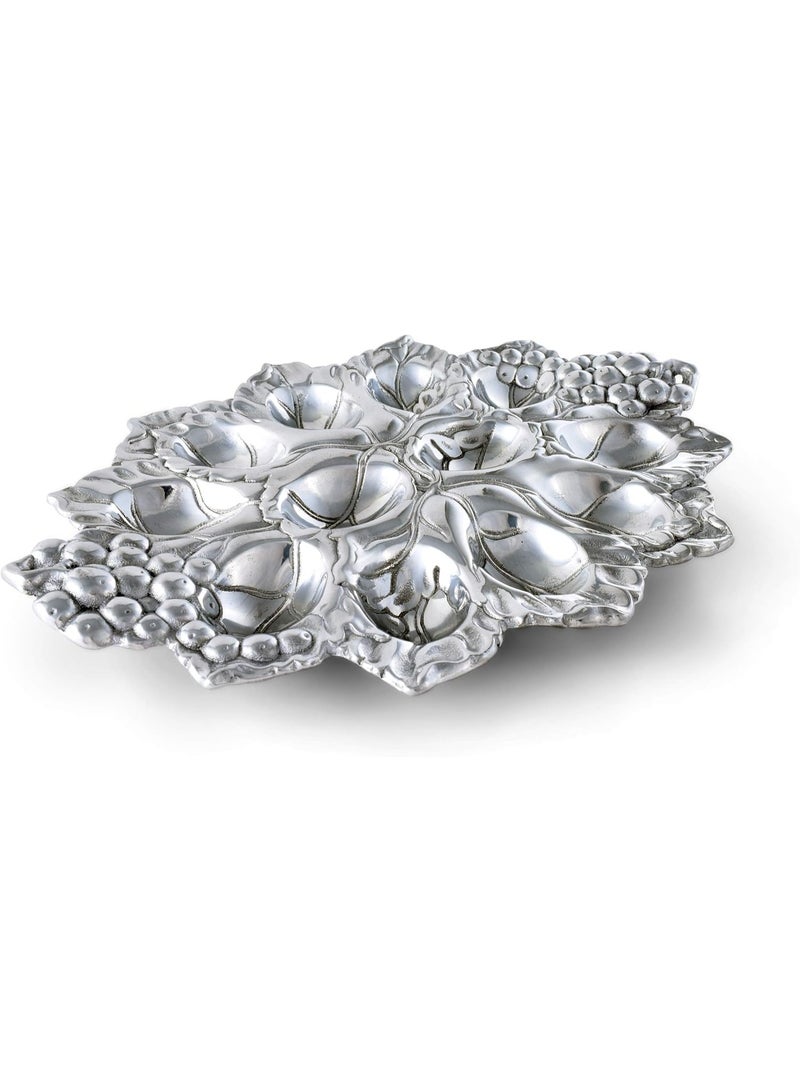 Arthur Court Arthur Court Metal Deviled Egg Holder Tray Grape Pattern Sand Casted in Aluminum with Artisan Quality Hand Polished Designer Tarnish-Free 12.5 inch x 9 inch  - Image 2