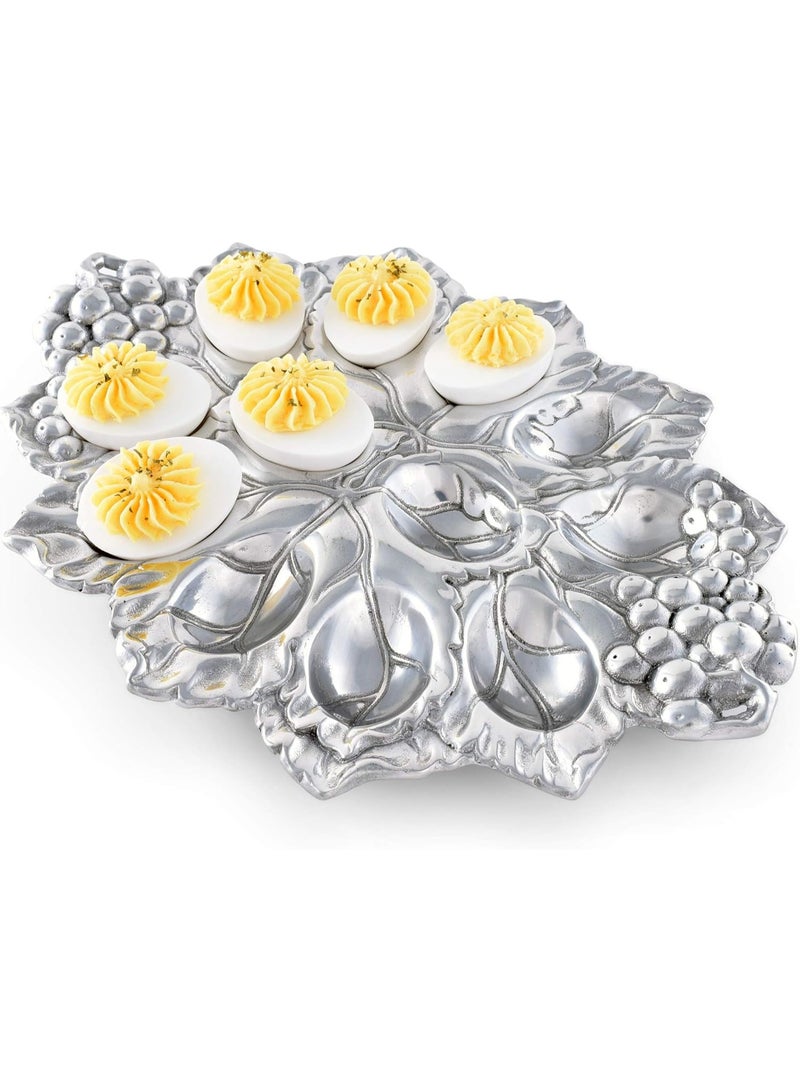Arthur Court Arthur Court Metal Deviled Egg Holder Tray Grape Pattern Sand Casted in Aluminum with Artisan Quality Hand Polished Designer Tarnish-Free 12.5 inch x 9 inch  - Image 3