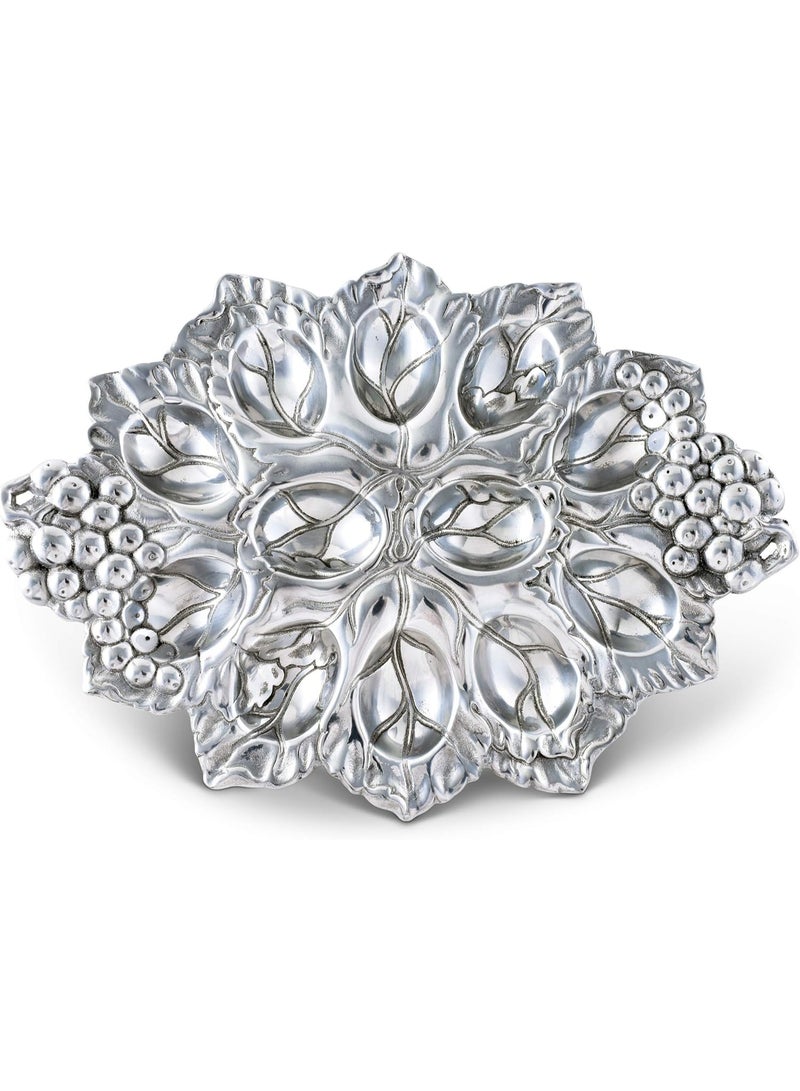 Arthur Court Arthur Court Metal Deviled Egg Holder Tray Grape Pattern Sand Casted in Aluminum with Artisan Quality Hand Polished Designer Tarnish-Free 12.5 inch x 9 inch  - Image 1